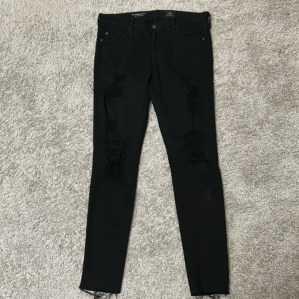NWOT AG jeans black distressed 28R